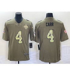 Men's New Orleans Saints #4 Derek Carr Olive With Camo 2017 Salute To Service Stitched NFL Nike Limited Jersey Men's New Orleans Saints #4 Derek Carr Olive With Camo 2017 Salute To Service Stitched NFL Nike Limited Jersey