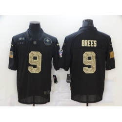 Nike New Orleans Saints 9 Drew Brees Black Camo 2020 Salute To Service Limited Jersey