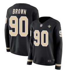 Saints 90 Malcom Brown Black Team Color Womens Stitched Football Limited Therma Long Sleeve Jersey Saints 90 Malcom Brown Black Team Color Womens Stitched Football Limited Therma Long Sleeve Jersey