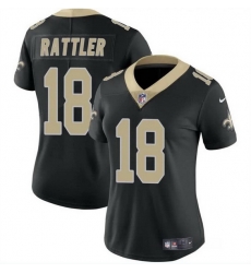 Women New Orleans Saints 18 Spencer Rattler Black Vapor Stitched Game Jersey Women New Orleans Saints 18 Spencer Rattler Black Vapor Stitched Game Jersey