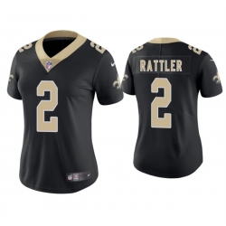 Women New Orleans Saints 2 Spencer Rattler Black 2025 Vapor Stitched Game Jersey