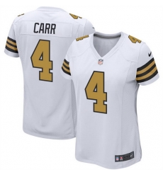 Women New Orleans Saints 4 Derek Carr White Color Rush Stitched Game Jersey Run Small Women New Orleans Saints 4 Derek Carr White Color Rush Stitched Game Jersey Run Small