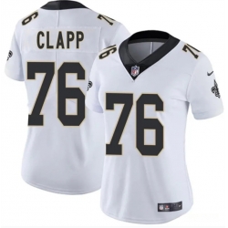 Women New Orleans Saints 76 Will Clapp White 2025 Vapor Stitched Game Jersey