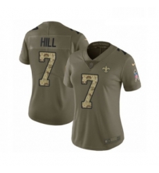Womens Nike New Orleans Saints 7 Taysom Hill Limited Olive Camo 2017 Salute to Service NFL Jersey Womens Nike New Orleans Saints 7 Taysom Hill Limited Olive Camo 2017 Salute to Service NFL Jersey