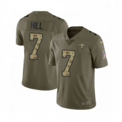 Youth Nike New Orleans Saints 7 Taysom Hill Limited Olive Camo 2017 Salute to Service NFL Jersey