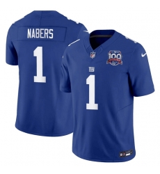 Men New York Giants 1 Malik Nabers Blue 2024 Draft F U S E 100TH Season Patch Vapor Untouchable Limited Stitched Jersey Men New York Giants 1 Malik Nabers Blue 2024 Draft F U S E 100TH Season Patch Vapor Untouchable Limited Stitched Jersey