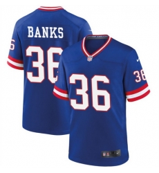 Men New York Giants 36 Deonte Banks Royal Classic 2023 Draft Stitched Game Jersey Men New York Giants 36 Deonte Banks Royal Classic 2023 Draft Stitched Game Jersey