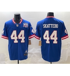 Men New York Giants 44 Cam Skattebo Royal 2025 Draft F U S E  100th Season 26 State Patch Vapor Limited Stitched Football Jersey