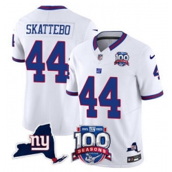 Men New York Giants 44 Cam Skattebo White 2025 Draft F U S E  100th Season 26 State Patch Vapor Limited Stitched Football Jersey