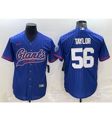 Men New York Giants 56 Lawrence Taylor Blue With Patch Cool Base Stitched Baseball Jersey Men New York Giants 56 Lawrence Taylor Blue With Patch Cool Base Stitched Baseball Jersey