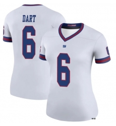 Men New York Giants 6 Jaxson Dart Blue Rush Stitched Jersey