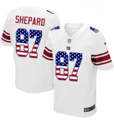 Mens Nike New York Giants 87 Sterling Shepard Elite White Road USA Flag Fashion NFL Jersey Mens Nike New York Giants 87 Sterling Shepard Elite White Road USA Flag Fashion NFL Jersey