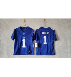 Women New York Giants 1 Malik Nabers Blue F U S E  Vapor Stitched Jersey