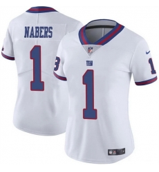 Women New York Giants 1 Malik Nabers White Color Rush Stitched Jersey Women New York Giants 1 Malik Nabers White Color Rush Stitched Jersey