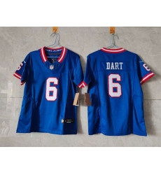 Women New York Giants 6 Jaxson Dart Blue F U S E  Throwback Stitched Jersey