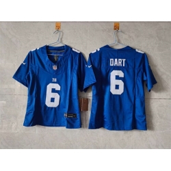 Women New York Giants 6 Jaxson Dart Blue F U S E  Vapor Stitched Jersey