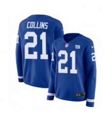 Womens Nike New York Giants 21 Landon Collins Limited Royal Blue Therma Long Sleeve NFL Jersey Womens Nike New York Giants 21 Landon Collins Limited Royal Blue Therma Long Sleeve NFL Jersey