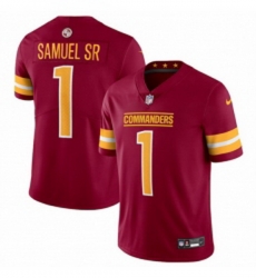 Men Washington Commanders 1 Deebo Samuel Sr Burgundy 2025 Vapor Limited Football Stitched Jersey