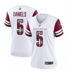 Women Washington Commanders 5 Jayden Daniels White Burgundy 2024 Draft Stitched Jersey Women Washington Commanders 5 Jayden Daniels White Burgundy 2024 Draft Stitched Jersey