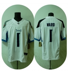 Men Tennessee Titans 1 Cameron Ward White 2025 Draft F U S E  Vapor Limited Stitched Football Jersey
