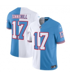 Men Tennessee Titans 17 Ryan Tannehill White Blue 2023 F U S E Split Vapor Limited Throwback Stitched Football Jersey Men Tennessee Titans 17 Ryan Tannehill White Blue 2023 F U S E Split Vapor Limited Throwback Stitched Football Jersey