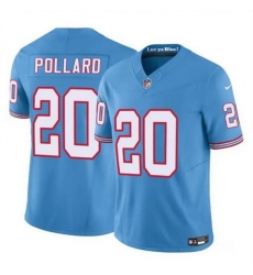 Men Tennessee Titans 20 Tony Pollard Blue 2023 F U S E Throwback Limited Stitched Football Jersey Men Tennessee Titans 20 Tony Pollard Blue 2023 F U S E Throwback Limited Stitched Football Jersey