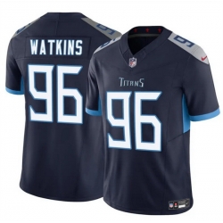 Men Tennessee Titans 96 Carlos Watkins Navy 2025 F U S E  Vapor Limited Stitched Football Jersey