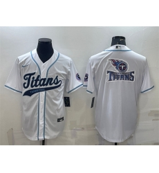 Men Tennessee Titans White Team Big Logo With Patch Cool Base Stitched Baseball Jersey Men Tennessee Titans White Team Big Logo With Patch Cool Base Stitched Baseball Jersey