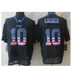 Nike Tennessee Titans 10 Jake Locker Black Elite USA Flag Fashion NFL Jersey