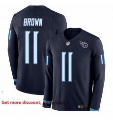 Titans 11 A J Brown Navy Blue Team Color Youth Stitched Football Limited Therma Long Sleeve Jersey Titans 11 A J Brown Navy Blue Team Color Youth Stitched Football Limited Therma Long Sleeve Jersey