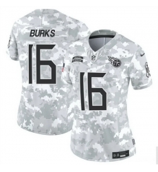 Women Tennessee Titans 16 Treylon Burks 2024 F U S E Arctic Camo Salute To Service Limited Stitched Football Jersey Women Tennessee Titans 16 Treylon Burks 2024 F U S E Arctic Camo Salute To Service Limited Stitched Football Jersey