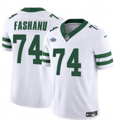 Men New York Jets 74 Olu Fashanu White 2024 F U S E With Draft Patch Vapor Limited Stitched Jersey Men New York Jets 74 Olu Fashanu White 2024 F U S E With Draft Patch Vapor Limited Stitched Jersey