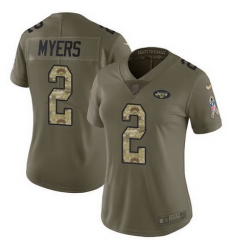 Nike Jets 2 Jason Myers Olive Camo Womens Stitched NFL Limited 2017 Salute to Service Jersey Nike Jets 2 Jason Myers Olive Camo Womens Stitched NFL Limited 2017 Salute to Service Jersey