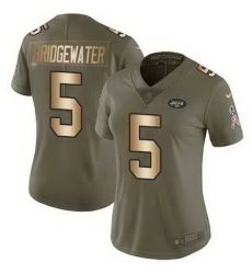 Nike Jets 5 Teddy Bridgewater Olive Gold Women Salute To Service Limited Jersey Nike Jets 5 Teddy Bridgewater Olive Gold Women Salute To Service Limited Jersey