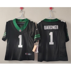 Women New York Jets 1 Ahmad Gardner Black F U S E  Vapor Stitched Jersey 