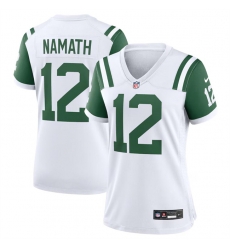 Women New York Jets 12 Joe Namath White Classic Alternate Stitched Jersey Women New York Jets 12 Joe Namath White Classic Alternate Stitched Jersey