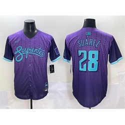 Men Arizona Diamondbacks 28 Eugenio Suarez Purple 2025 City Connect Limited Stitched Baseball Jersey