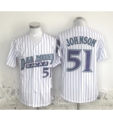 Men Arizona Diamondbacks 51 Randy Johnson White Throwback Cool Base Stitched Jersey
