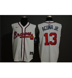 Braves 13 Ronald Acuna Jr White Nike Cool Base Sleeveless Jersey Braves 13 Ronald Acuna Jr White Nike Cool Base Sleeveless Jersey