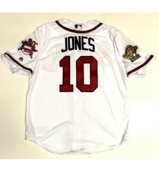 Men ATLANTA BRAVES #10 CHIPPER JONES 1995 WORLD SERIES MAJESTIC COOL BASE Jersey Men ATLANTA BRAVES #10 CHIPPER JONES 1995 WORLD SERIES MAJESTIC COOL BASE Jersey