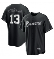 Men Atlanta Braves 13 Ronald Acu F1a Jr Black Lights Out Limited Stitched Baseball Jersey Men Atlanta Braves 13 Ronald Acu F1a Jr Black Lights Out Limited Stitched Baseball Jersey