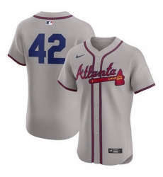 Men Atlanta Braves 42 Jackie Robinson Gray Flex Base Stitched Jersey