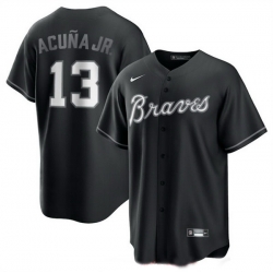 Men Atlanta Braves Active Player Custom Black Lights Out Limited Stitched Baseball Jersey