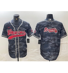 Men Atlanta Braves Gray Camo Team Big Logo Cool Base With Patch Stitched Baseball Jersey 2 Men Atlanta Braves Gray Camo Team Big Logo Cool Base With Patch Stitched Baseball Jersey 2