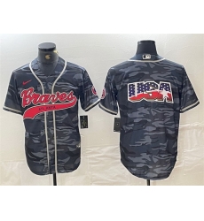 Men Atlanta Braves Gray Camo Team Big Logo Cool Base With Patch Stitched Baseball Jersey Men Atlanta Braves Gray Camo Team Big Logo Cool Base With Patch Stitched Baseball Jersey