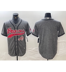 Men Atlanta Braves Gray Team Big Logo Cool Base With Patch Stitched Baseball Jersey 6 Men Atlanta Braves Gray Team Big Logo Cool Base With Patch Stitched Baseball Jersey 6