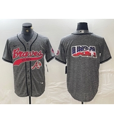 Men Atlanta Braves Gray Team Big Logo Cool Base With Patch Stitched Baseball Jersey 7 Men Atlanta Braves Gray Team Big Logo Cool Base With Patch Stitched Baseball Jersey 7