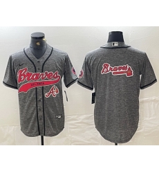 Men Atlanta Braves Gray Team Big Logo Cool Base With Patch Stitched Baseball Jersey 8 Men Atlanta Braves Gray Team Big Logo Cool Base With Patch Stitched Baseball Jersey 8