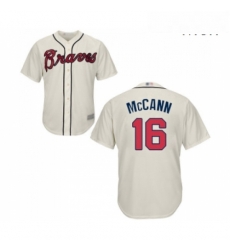 Mens Atlanta Braves 16 Brian McCann Replica Cream Alternate 2 Cool Base Baseball Jersey Mens Atlanta Braves 16 Brian McCann Replica Cream Alternate 2 Cool Base Baseball Jersey