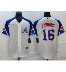 Men's Atlanta Braves #16 Travis dArnaud White 2023 City Connect Cool Base Stitched Jersey Men's Atlanta Braves #16 Travis dArnaud White 2023 City Connect Cool Base Stitched Jersey